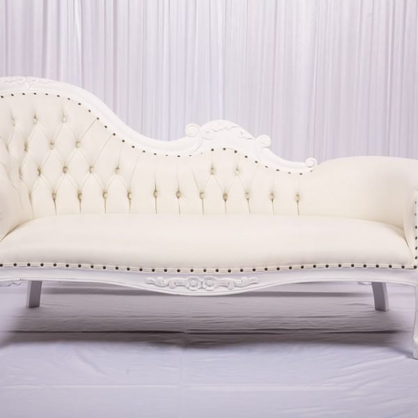 White Leather French Chaise Lounge, White Leather Chaise Lounge
